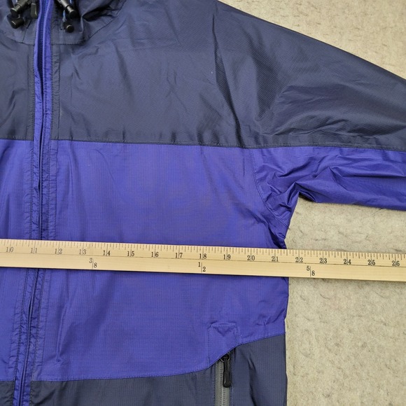 Cabelas Rain Jacket Mens S Blue Full Zip Colorblock Nylon Hooded Outdoor - Picture 11 of 13